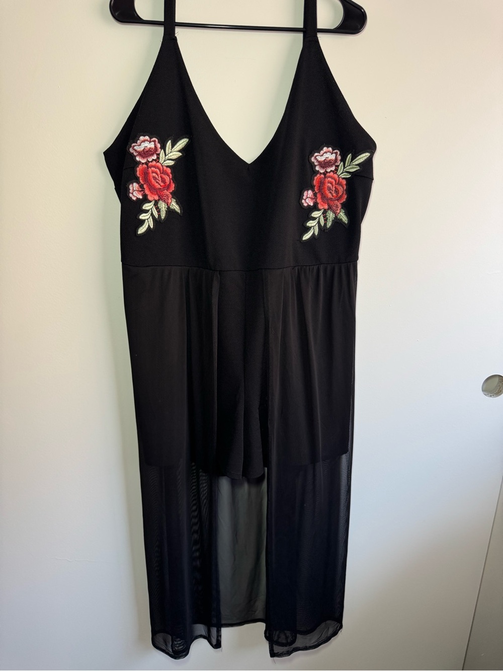 EUC Black Floral Y2K Romper w/ Sheer Skirt Plus Size 3X 22/24